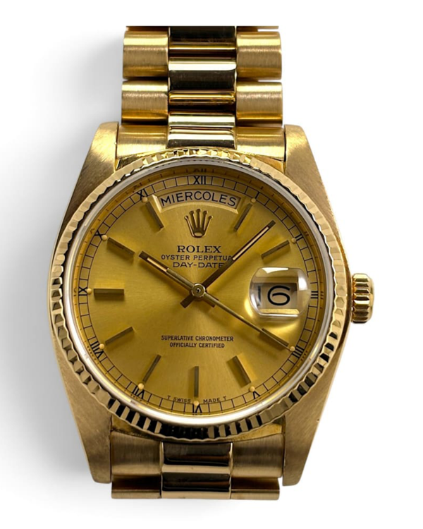 1989 Rolex Day-Date 36MM Champagne Dial Yellow Gold President Bracelet (18038)