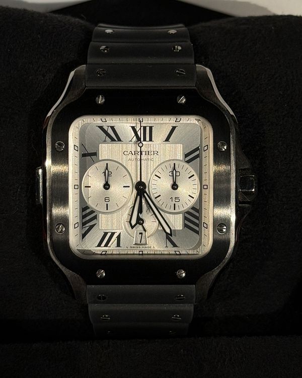 2025 Cartier Santos De Cartier 43MM Silver Dial Rubber Strap (WSSA0017)