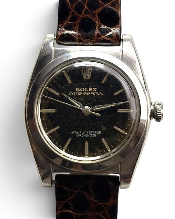 Rolex Bubble Back 32MM Black Dial Leather Strap (2940)