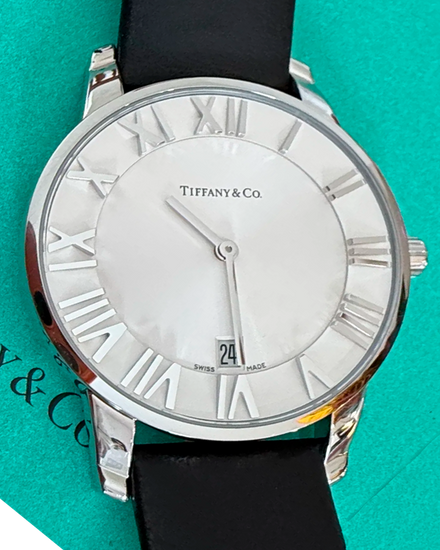 Tiffany Atlas Dome 37.5MM Quartz Silver Dial Leather Strap (Z1800.11.10A21A52A)