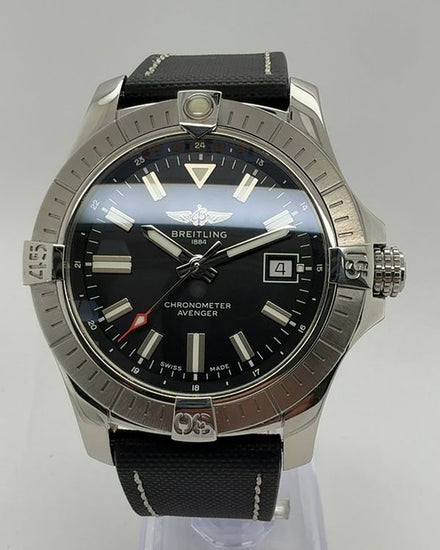 No Reserve - Breitling Avenger 43MM Black Dial Textile Strap (A17318)