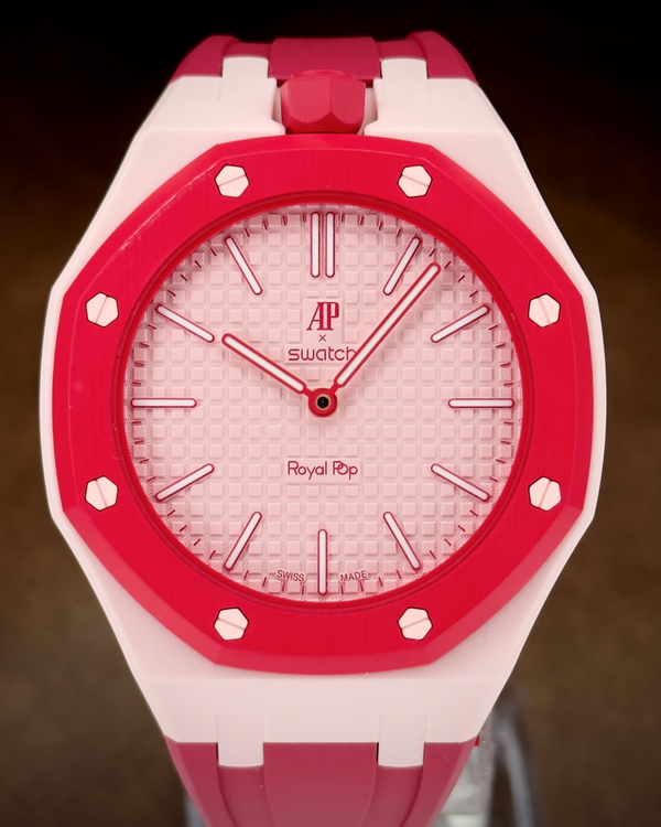 No Reserve - 2026 Audemars Piguet Royal Pop X Swatch "Otto Rosso" 40MM Pink Dial Aftermarket Rubber Strap (SSX03R100N)