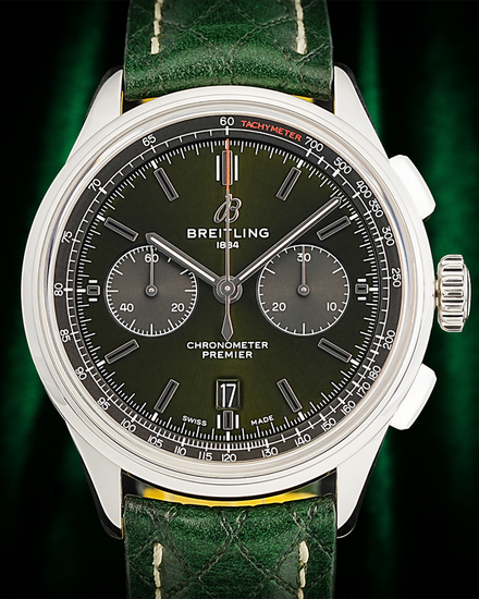 No Reserve - 2020 Breitling Premier B01 Chronograph Bently Edition 42MM Green Dial Leather Strap (AB0118A11L1X1)