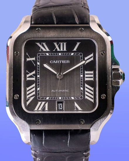 2025 Cartier Santos De Cartier 39.8MM Black Dial Leather Strap (WSSA0037)