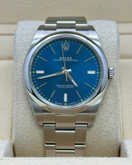 2016 Rolex Oyster Perpetual 39MM Blue Dial Oyster Bracelet (114300)