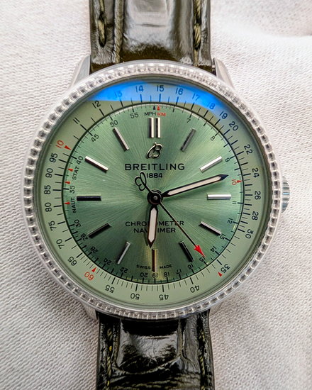 2024 Breitling Navitimer 35MM Green Dial Leather Strap (A17395361L1P1)