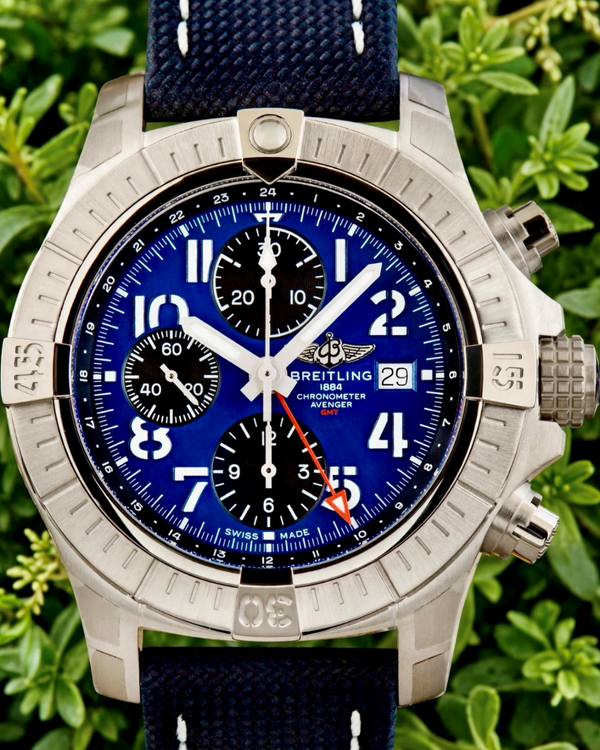 2026 Breitling Avenger Chronograph GMT 45MM Blue Dial Leather Strap (A24315101C1X1)