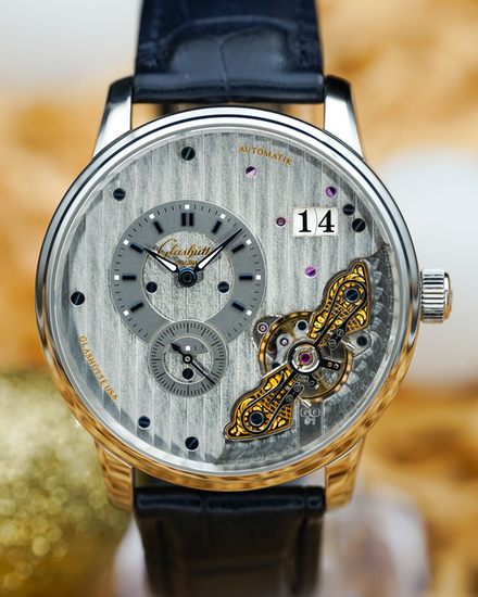 No Reserve - 2024 Glashütte Original PanoMaticInverse 42MM Silver Dial Leather Strap (1-91-02-02-02-30)