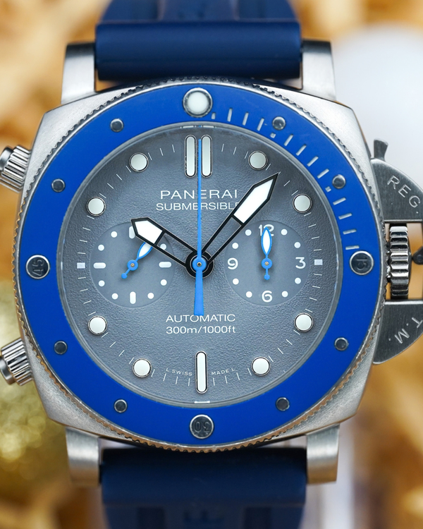 No Reserve - 2020 Panerai Submersible Chrono "Gillaume Néry" L. E. 47MM Grey Dial Rubber Strap (PAM00982)
