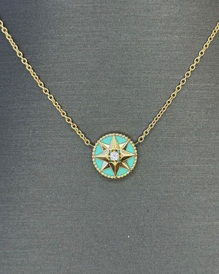 2025 Dior Accessories Joaillerie Yellow Gold Necklace With Diamond & Golden Star (JRDV95006)