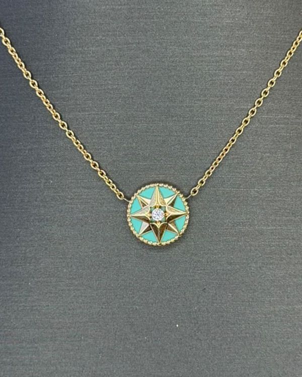 2025 Dior Joaillerie Yellow Gold Necklace With Diamond and Golden Star (JRDV95006)