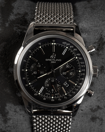 2011 Breitling Transocean Chronograph 43MM Black Dial Steel Bracelet (AB015212/BA99)