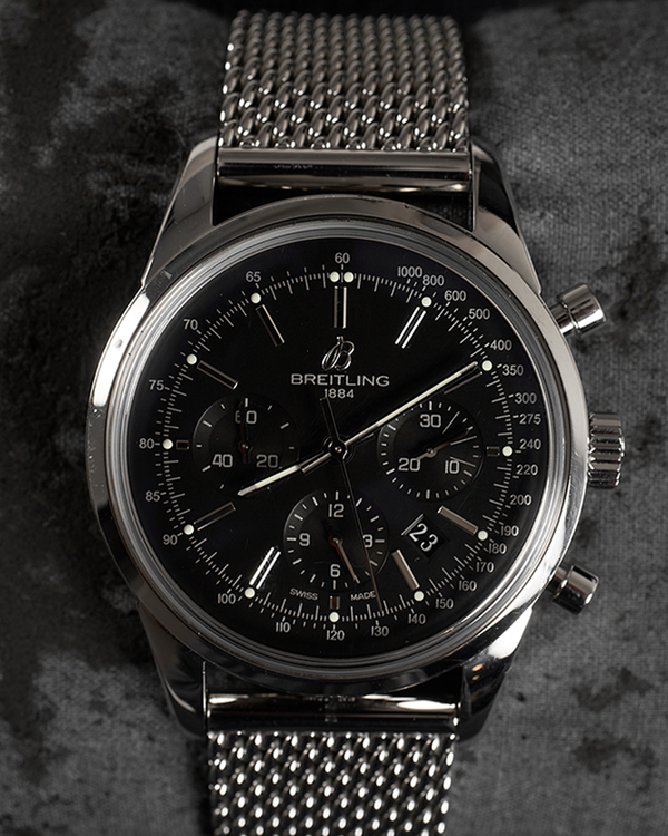 2011 Breitling Transocean Chronograph 43MM Black Dial Steel Bracelet (AB015212/BA99)