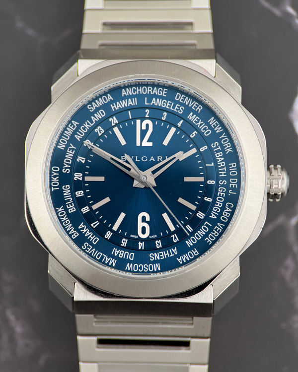 2022 Bvlgari Octo Roma Worldtimer 41MM Blue Dial Steel Bracelet (103481)