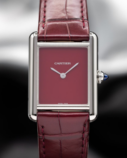 2021 Cartier Tank 25.5MM Quartz Red Dial Leather Strap (WSTA0054)