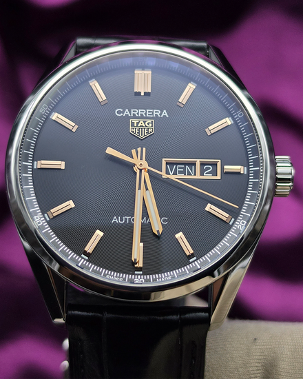 Tag Heuer Carrera Date 41MM Black Dial Leather Strap (WBN2013)