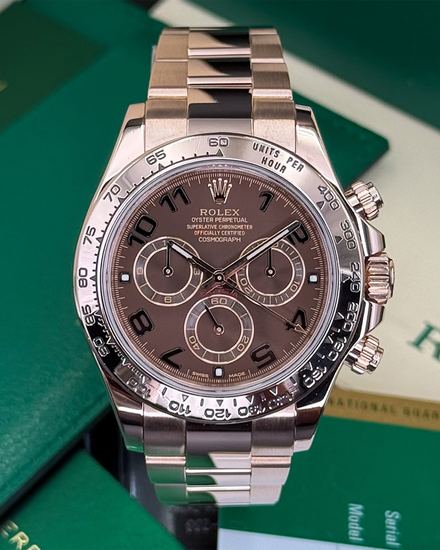 2019 Rolex Cosmograph Daytona 40MM Chocolate Dial Rose Gold Oyster Bracelet (116505)