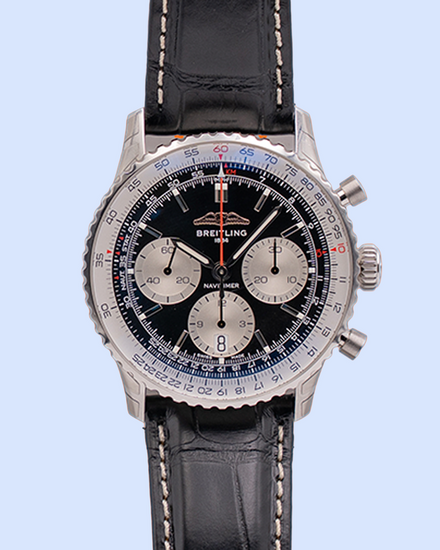 Breitling Navitimer 1 B01 Chronograph 41MM Black Dial Leather Strap (AB0139211B1P1)