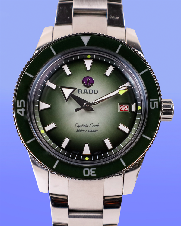 No Reserve - 2024 Rado Captain Cook "Cameron Norrie" L. E. 42MM Green Dial Steel Bracelet (R32149318)