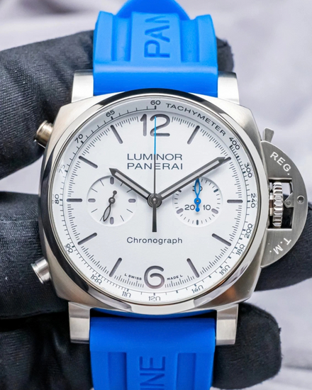 2022 Panerai Luminor Chronograph 44MM White Dial Rubber Strap (PAM01218)