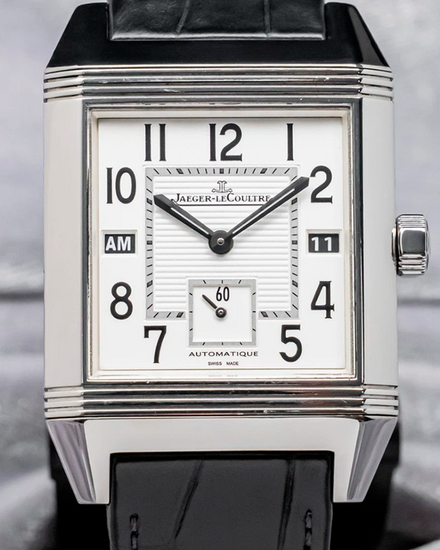 Jaeger-LeCoultre Reverso Squadra Hometime 50.5MM Silver Dial Leather Strap (Q7008420)