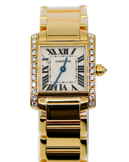 Cartier Tank Française 20MM Quartz White Dial Yellow Gold Bracelet (WE1001R8)