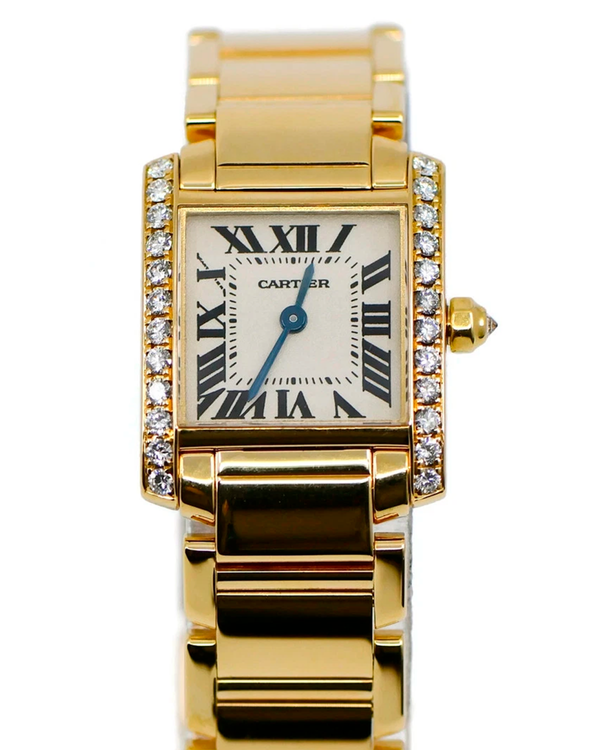 Cartier Tank Française 20MM Quartz White Dial Yellow Gold Bracelet (WE1001R8)