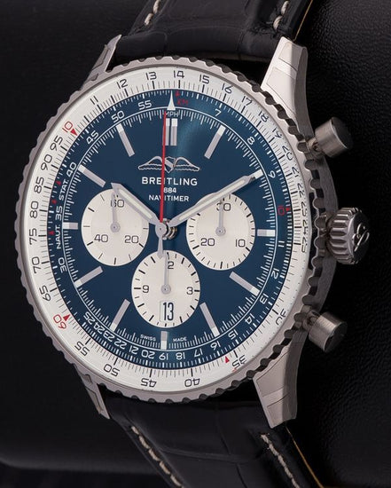 2025 Breitling Navitimer 1 B01 Chronograph 46MM Blue Dial Leather Strap (AB0137211C1A1)