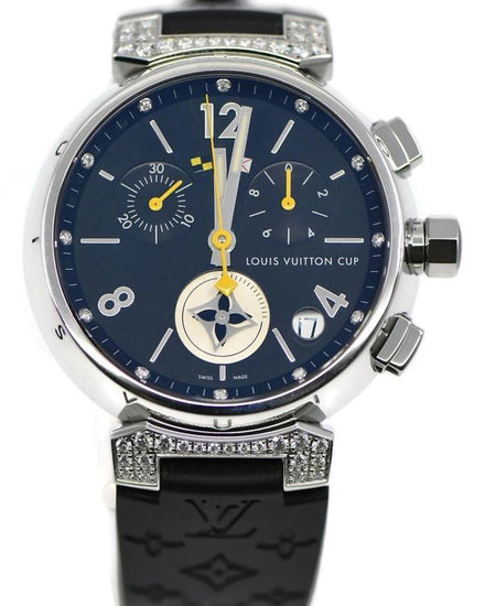 Louis Vuitton Tambour 39MM Quartz Black Dial Leather Strap (Q11BK)