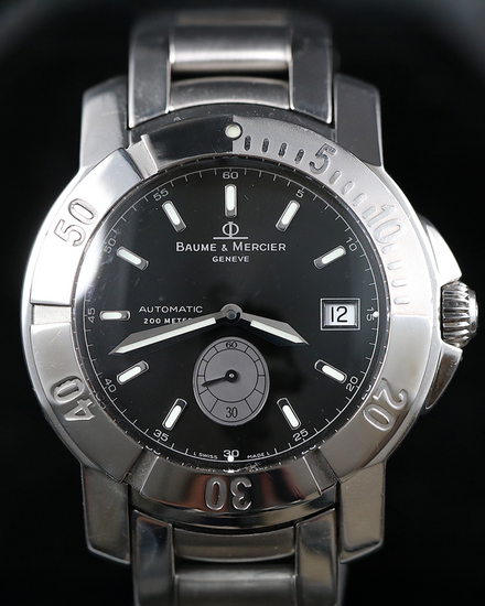 Baume & Mercier Capeland 40MM Black Dial Steel Bracelet (65353)