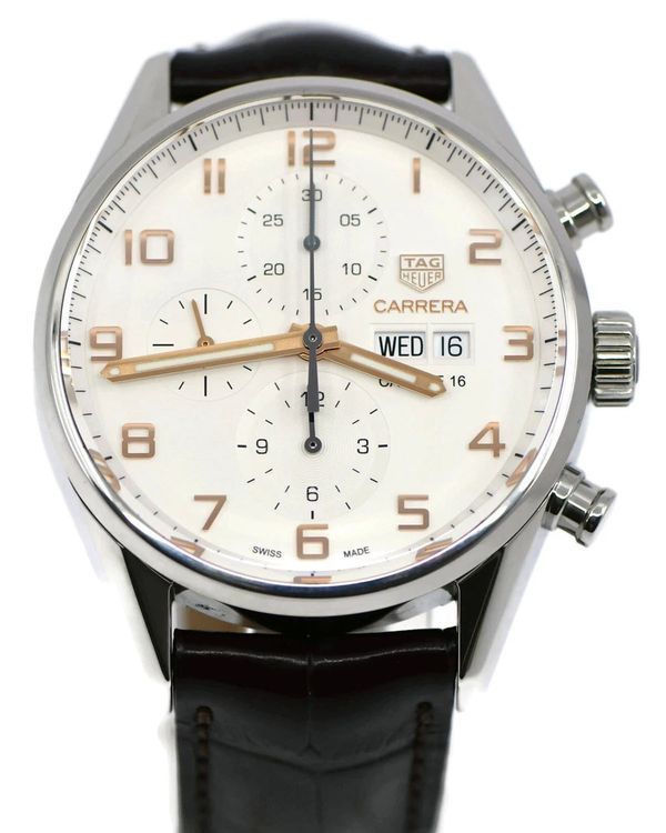 Tag Heuer Carrera Calibre 16 43MM White Dial Leather Strap (CV2A1AC)