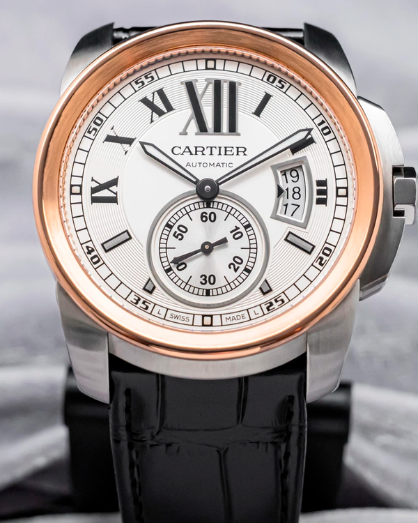 2012 Cartier Calibre de Cartier 42MM White Dial Leather Strap (W7100011)