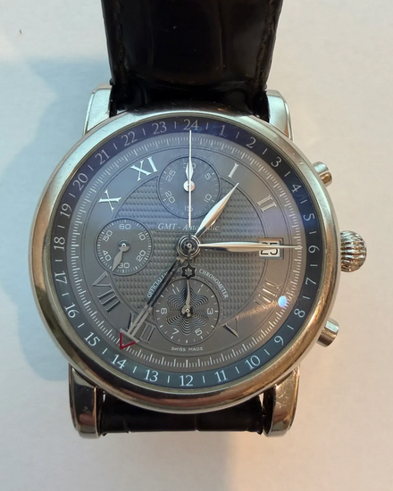 Montblanc Star GMT Chronograph 42MM Grey Dial Leather Strap (101637)