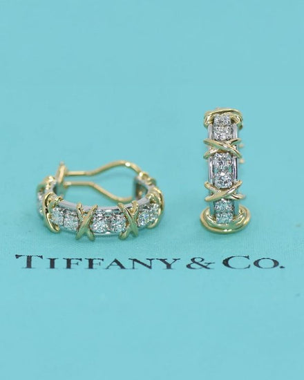 Tiffany Accessories Co Schlumberger 22MM 2.00 CTW Diamond 18K Gold Earrings (Earrings)