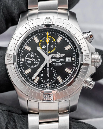 2021 Breitling Avenger Chronograph 45MM Black Dial Steel Bracelet (A13317101B1A1)
