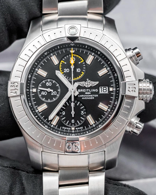 2021 Breitling Avenger Chronograph 45MM Black Dial Steel Bracelet (A13317101B1A1)