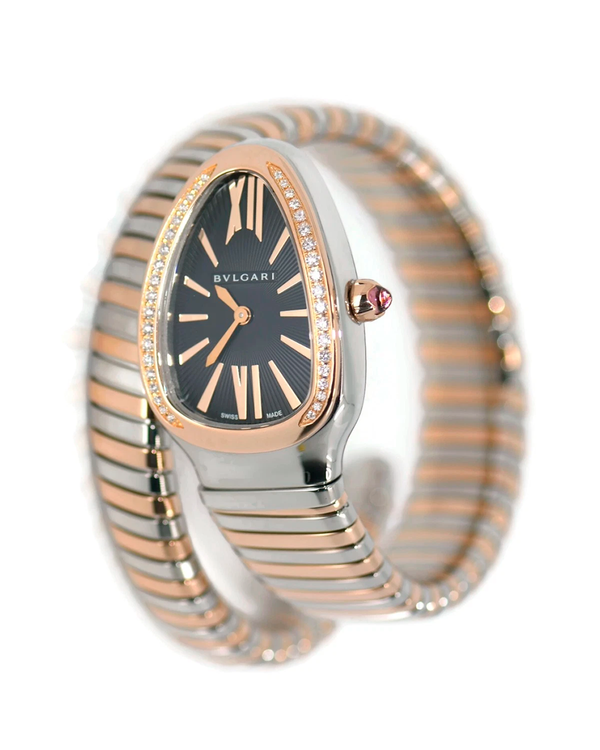 Bvlgari Serpenti 35MM Quartz Black Dial Two-Tone Bracelet (102098)