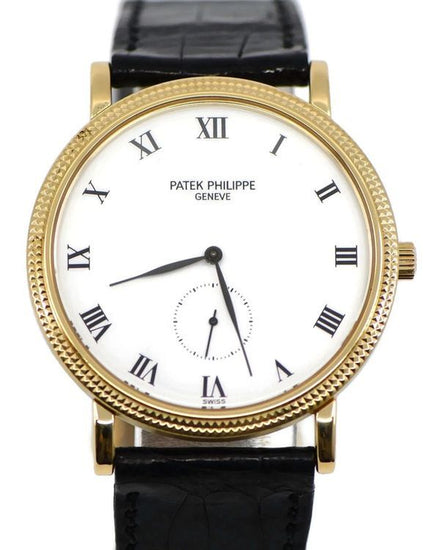 Patek Philippe Calatrava 33mm White Dial Leather Bracelet (3919J-001)