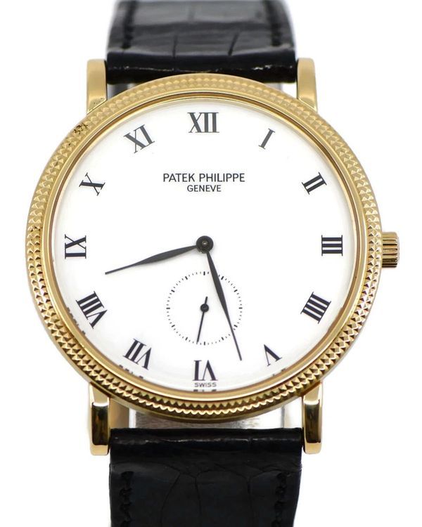 Patek Philippe Calatrava 33.5mm White Dial Leather Bracelet (3919J-001)