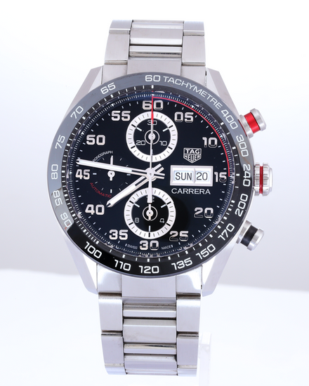 No Reserve - TAG Heuer Carrera 44MM Black Dial Steel Bracelet (CBN2A1AA)