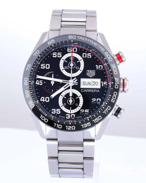 No Reserve - TAG Heuer Carrera 44MM Black Dial Steel Bracelet (CBN2A1AA.BA0643)