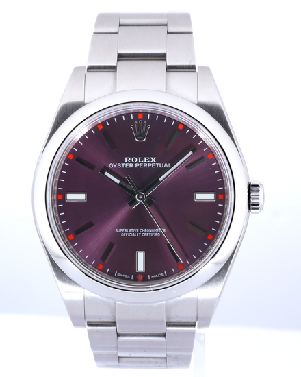 No Reserve - 2015 Rolex Oyster Perpetual 39MM Grape Dial Oyster Bracelet (114300)