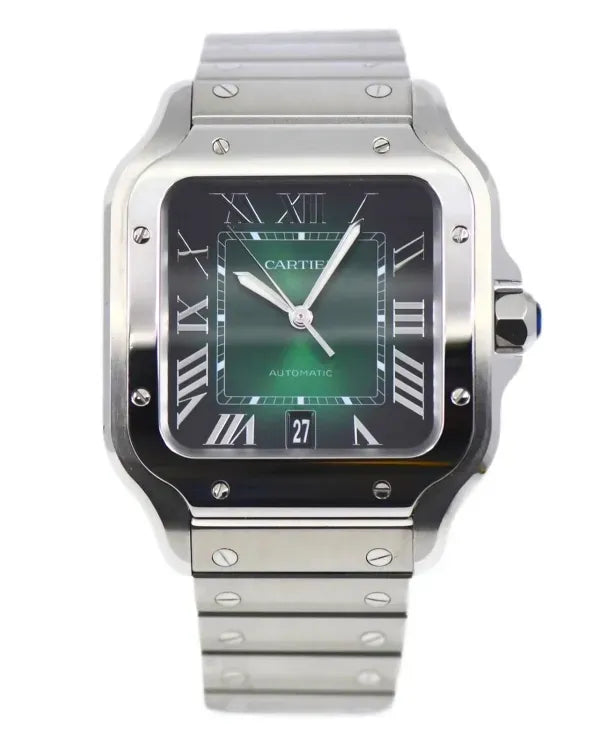 2026 Cartier Santos De Cartier 39.8MM Green Dial Steel Bracelet (WSSA0062)