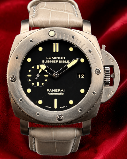 Panerai Submersible 1950 3 Days 47MM Black Dial Leather Strap (PAM00305)