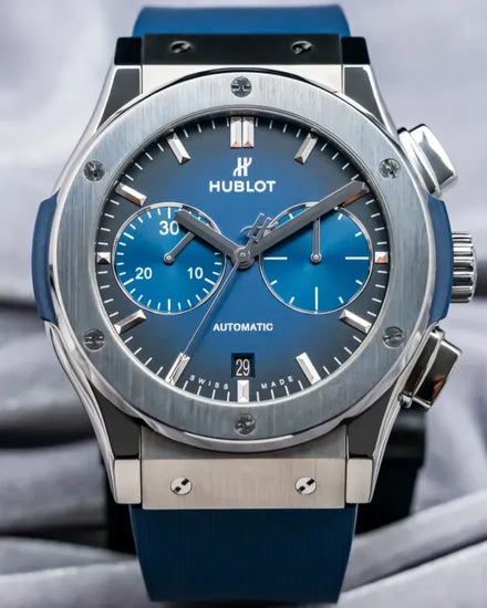 Hublot Classic Fusion Chronograph 45MM Blue Dial Rubber Strap (521.NX.6670.LR.JPN18)