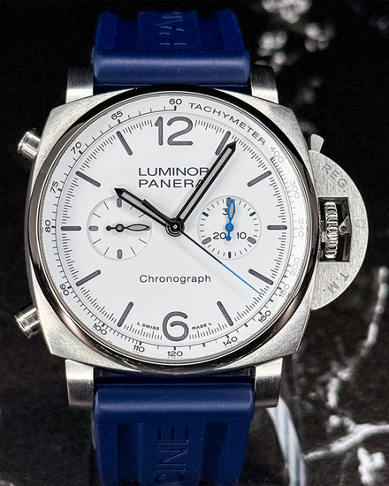 2022 Panerai Luminor Chronograph 44MM White Dial Rubber Strap (PAM01218)