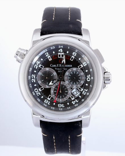 2010 Carl F. Bucherer Patravi TravelTec 46.6MM Black Dial Leather Strap (10620.08)
