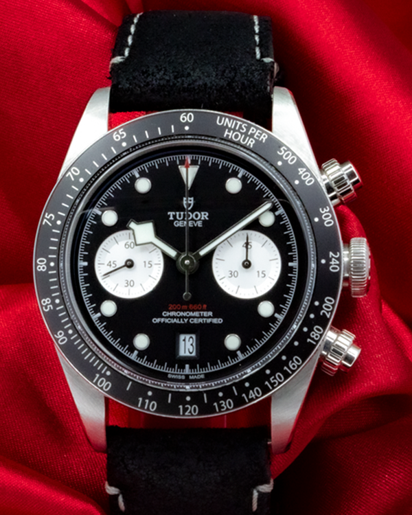 No Reserve - 2023 Tudor Black Bay Chrono "Reverse Panda" 41MM Black Dial Leather Strap (79360N)
