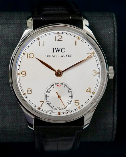 No Reserve - IWC Schaffhausen Portugieser 44MM White Dial Leather Strap (IW545408)