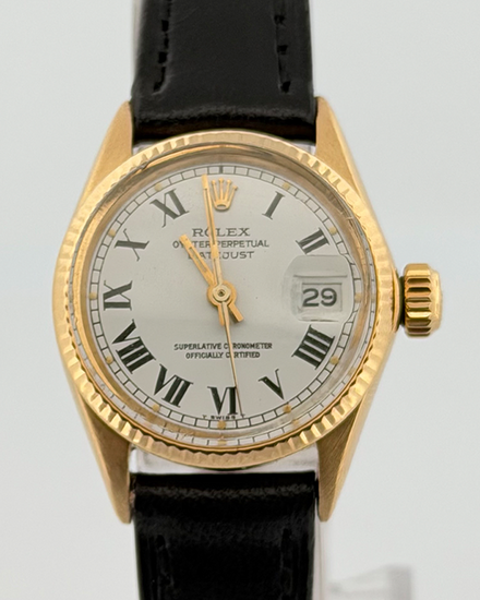 No Reserve - 1955 Rolex Datejust 26MM White Dial Aftermarket Leather Strap (6517)